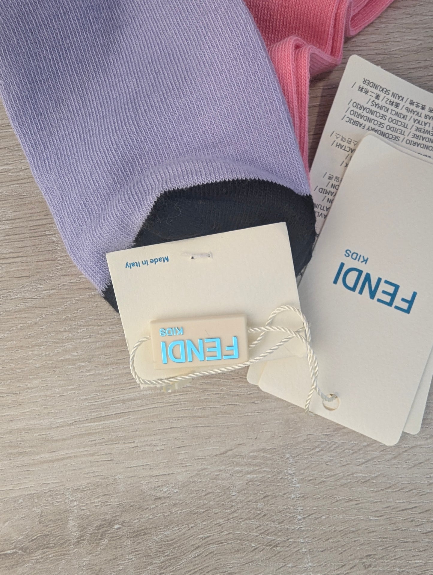 Fendi Kids Crew Socks Lilac & Pink Combo Pair