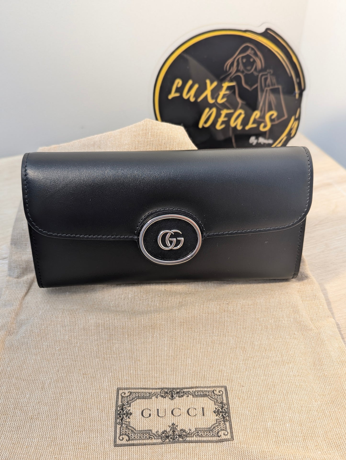 Gucci Wallet Black Plutone Calf Petite