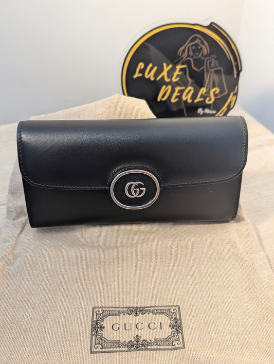 Gucci Wallet Black Plutone Calf Petite