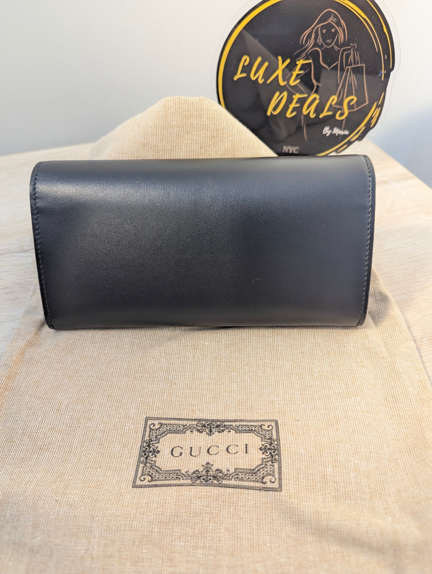 Gucci Wallet Black Plutone Calf Petite