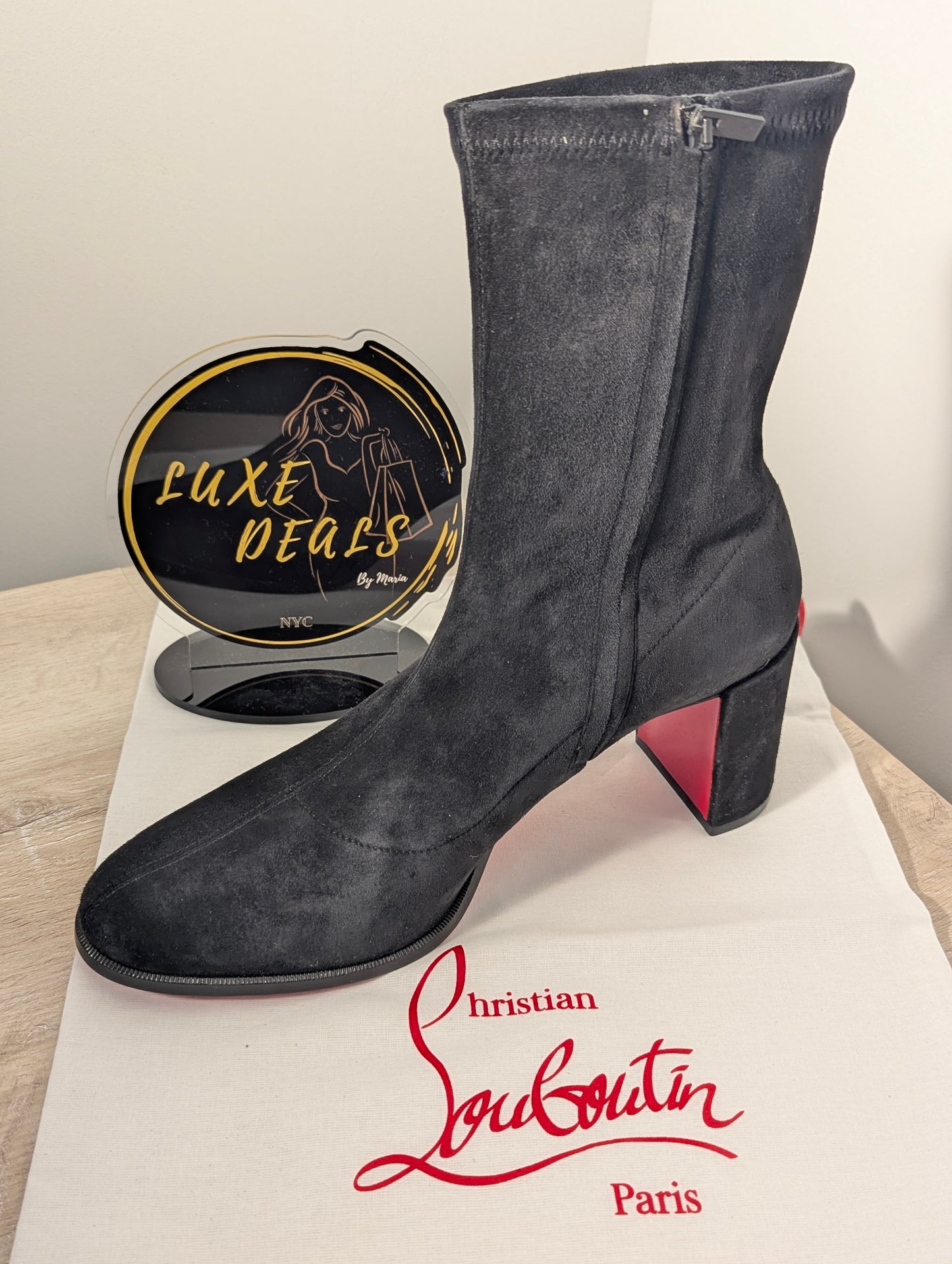 Christian Louboutin Adoxa Stretch Suede Red-Sole Booties