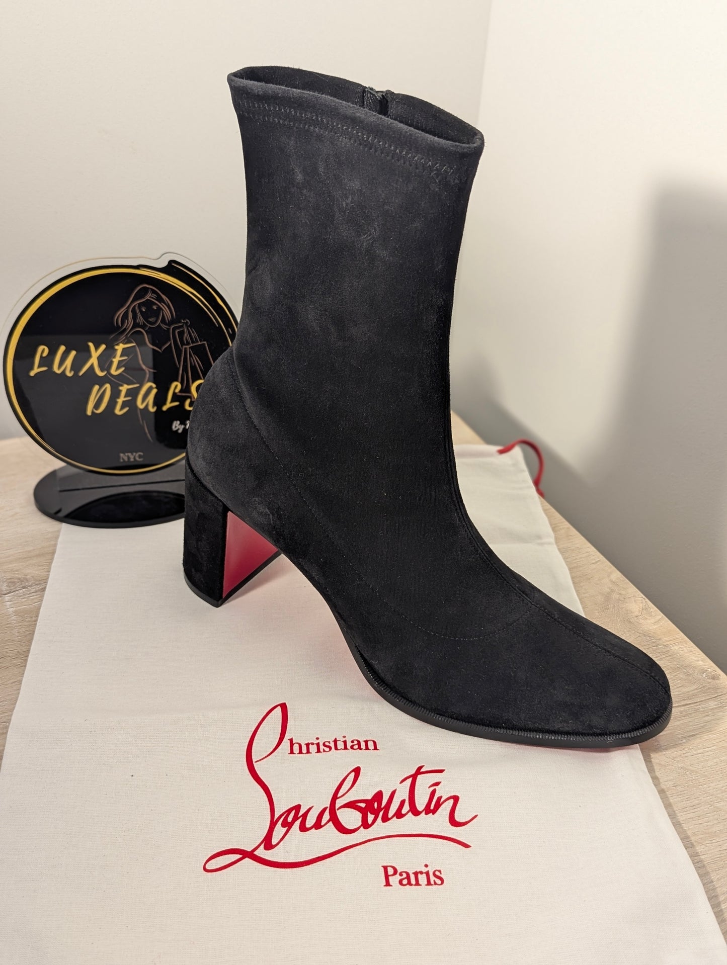 Christian Louboutin Adoxa Stretch Suede Red-Sole Booties