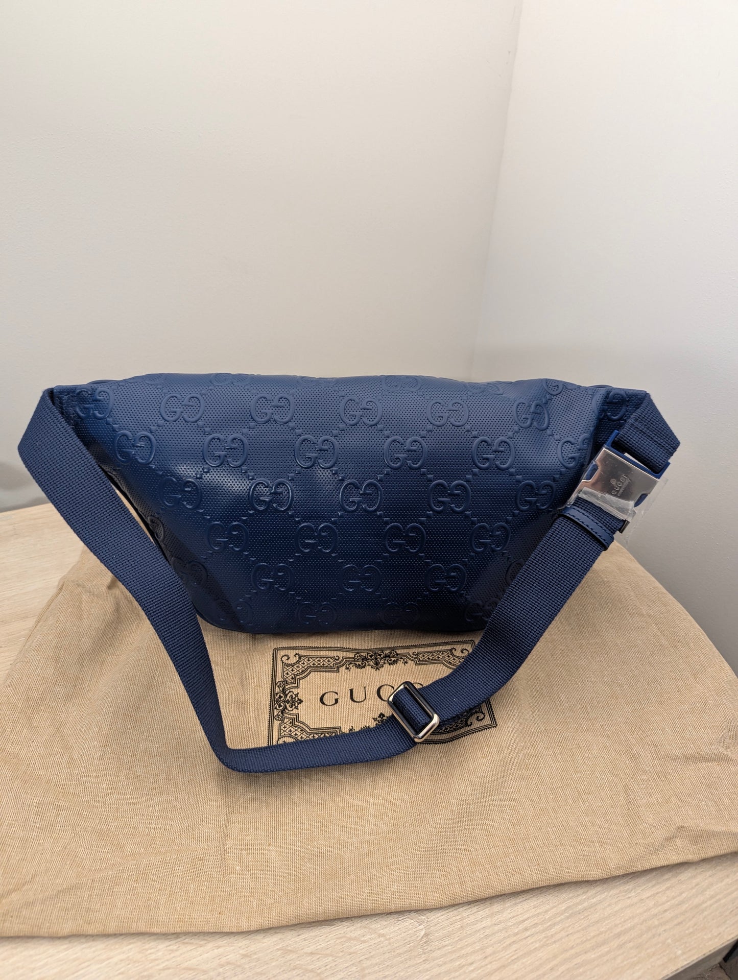 Gucci Belt Bag Jumbo GG Blue Leather