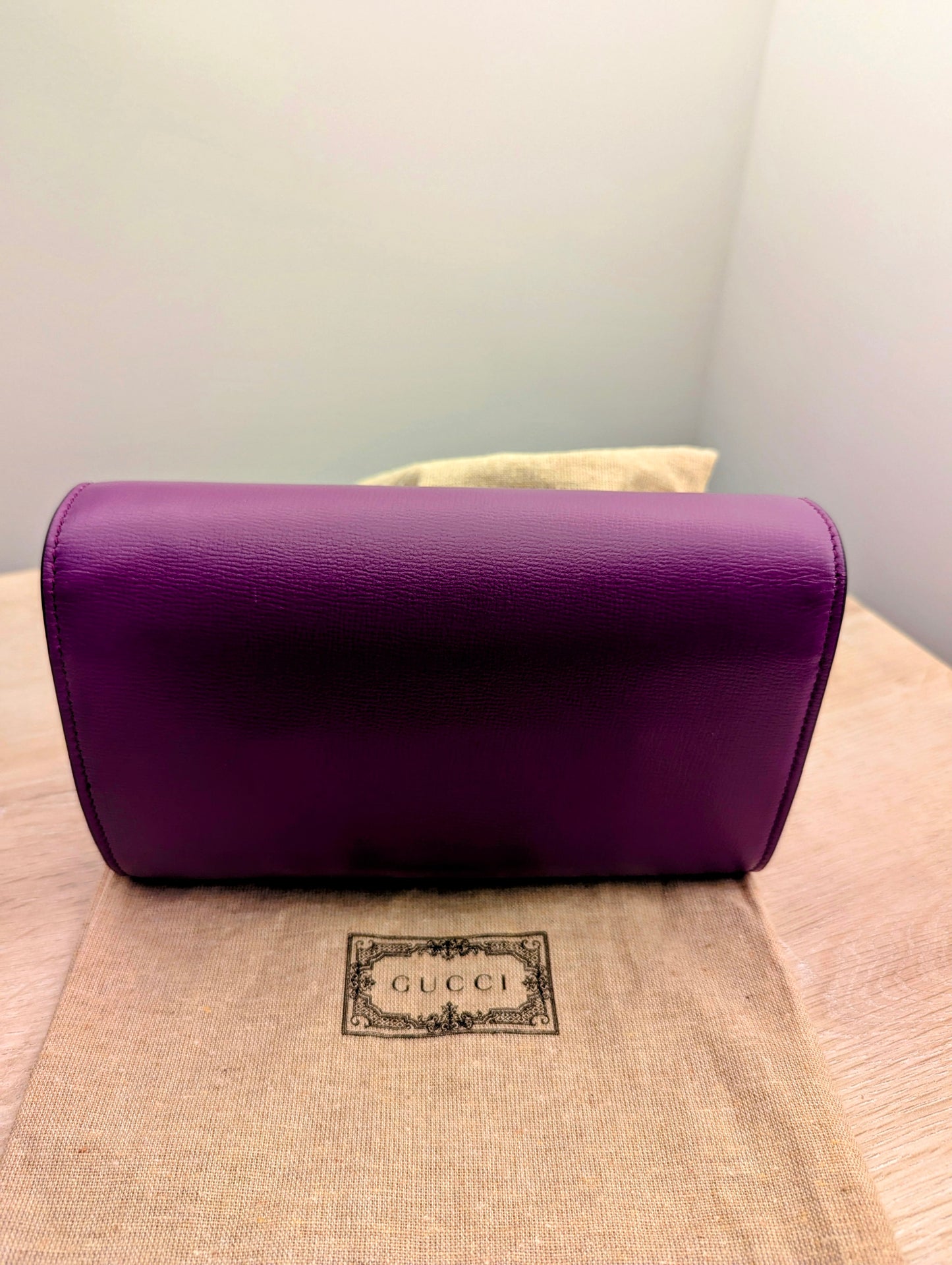 Gucci Horsebit 1955 Leather Shoulder Bag Purple With Strap