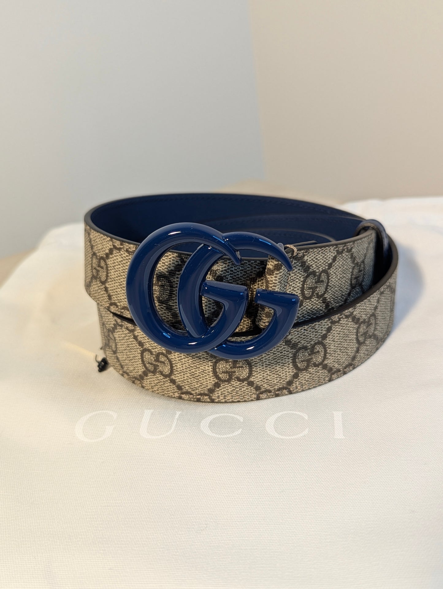 Gucci Supreme With Blue GG Marmont Belt