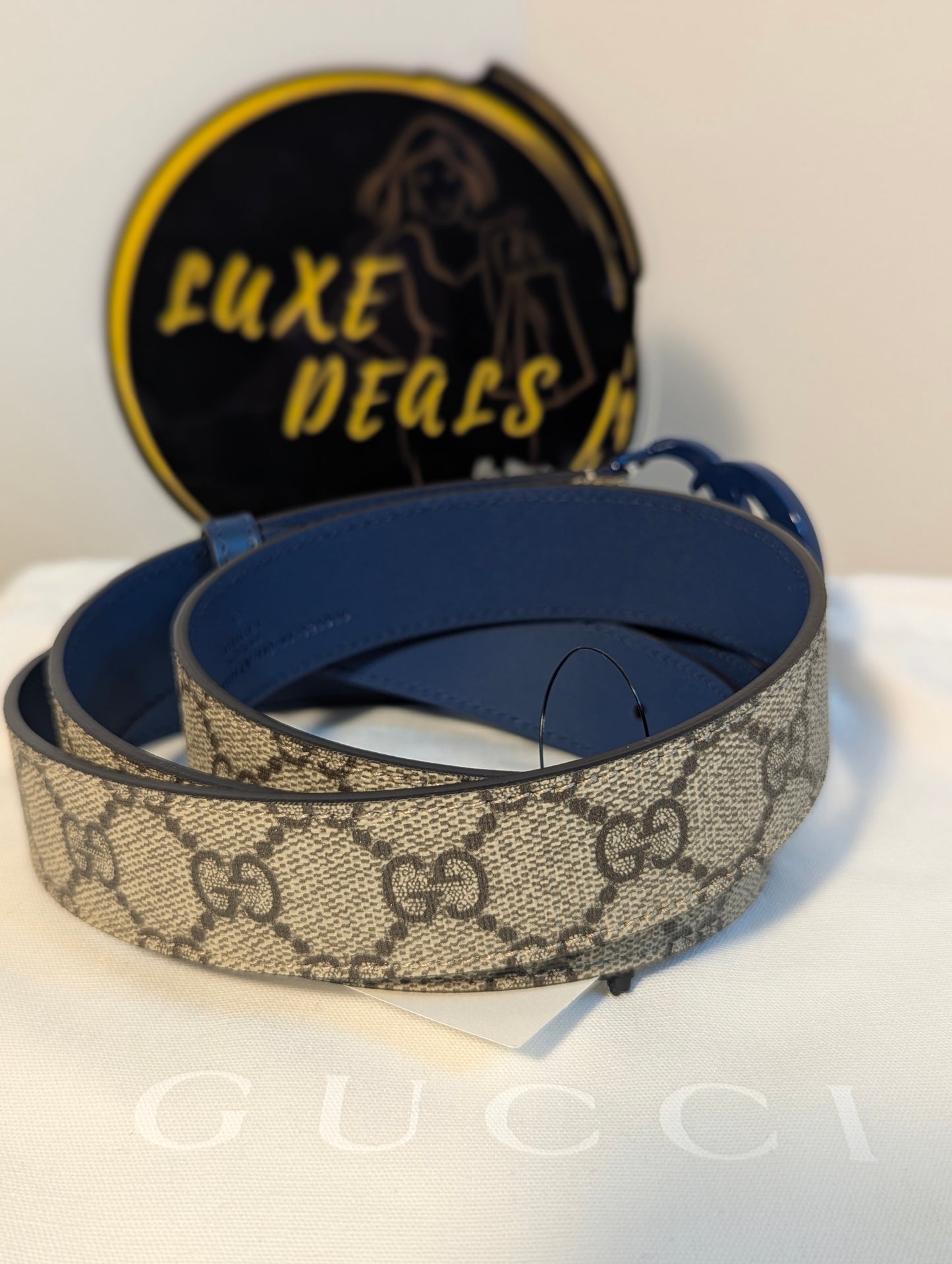 Gucci Supreme With Blue GG Marmont Belt
