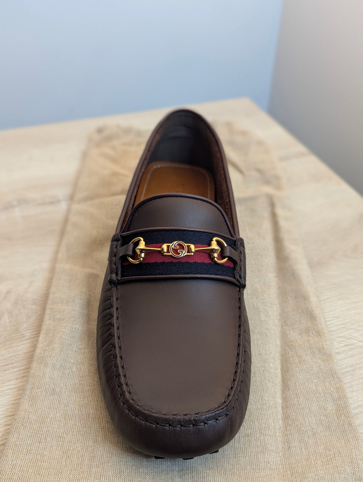 Gucci Moccasin Ayrton Webstripe Horsebit Driving Driver in Brown