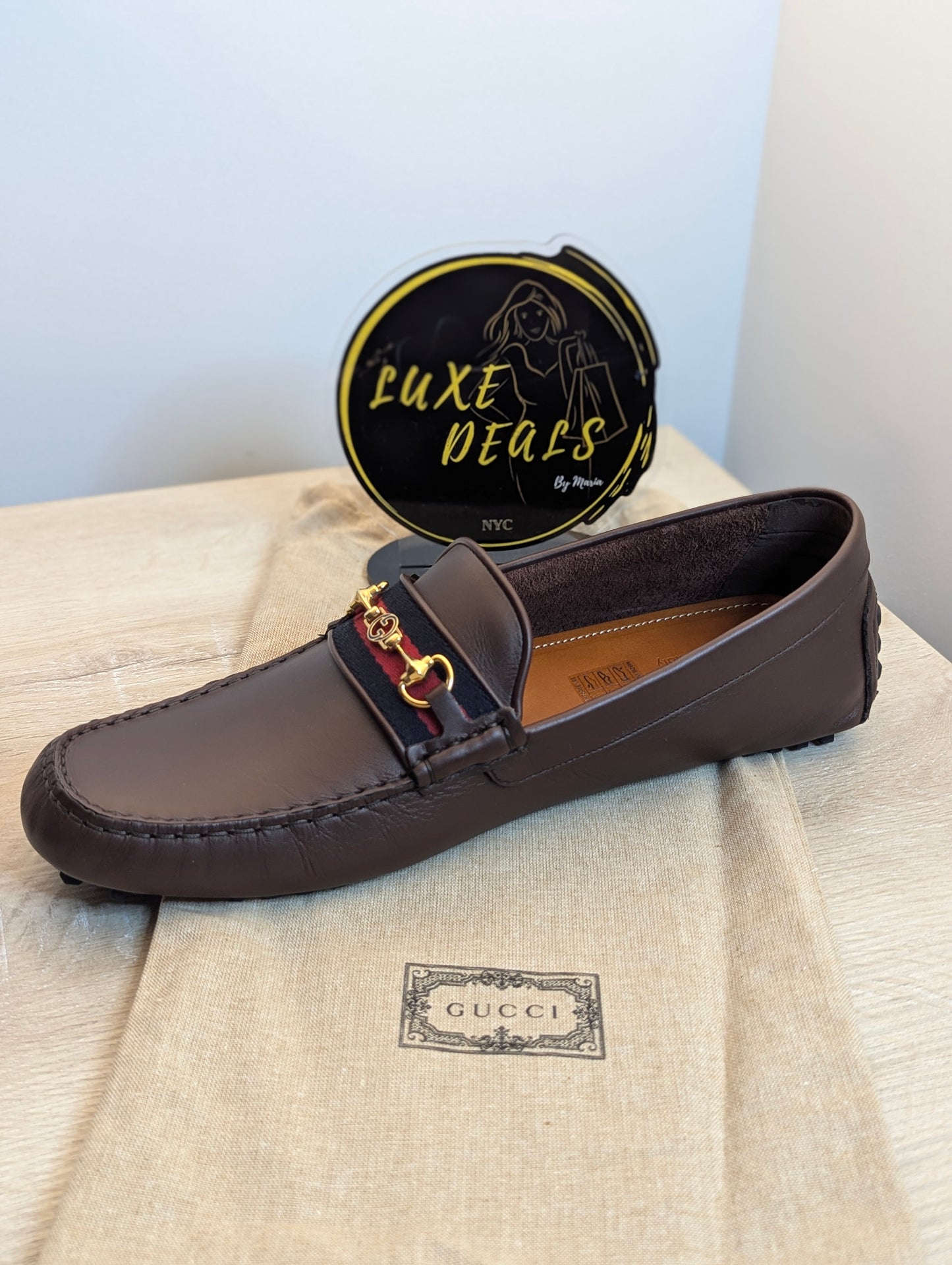 Gucci Moccasin Ayrton Webstripe Horsebit Driving Driver in Brown