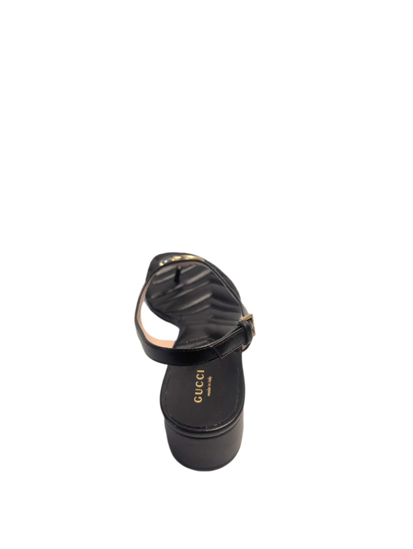 GUCCI marmont black chevron leather thong sandals