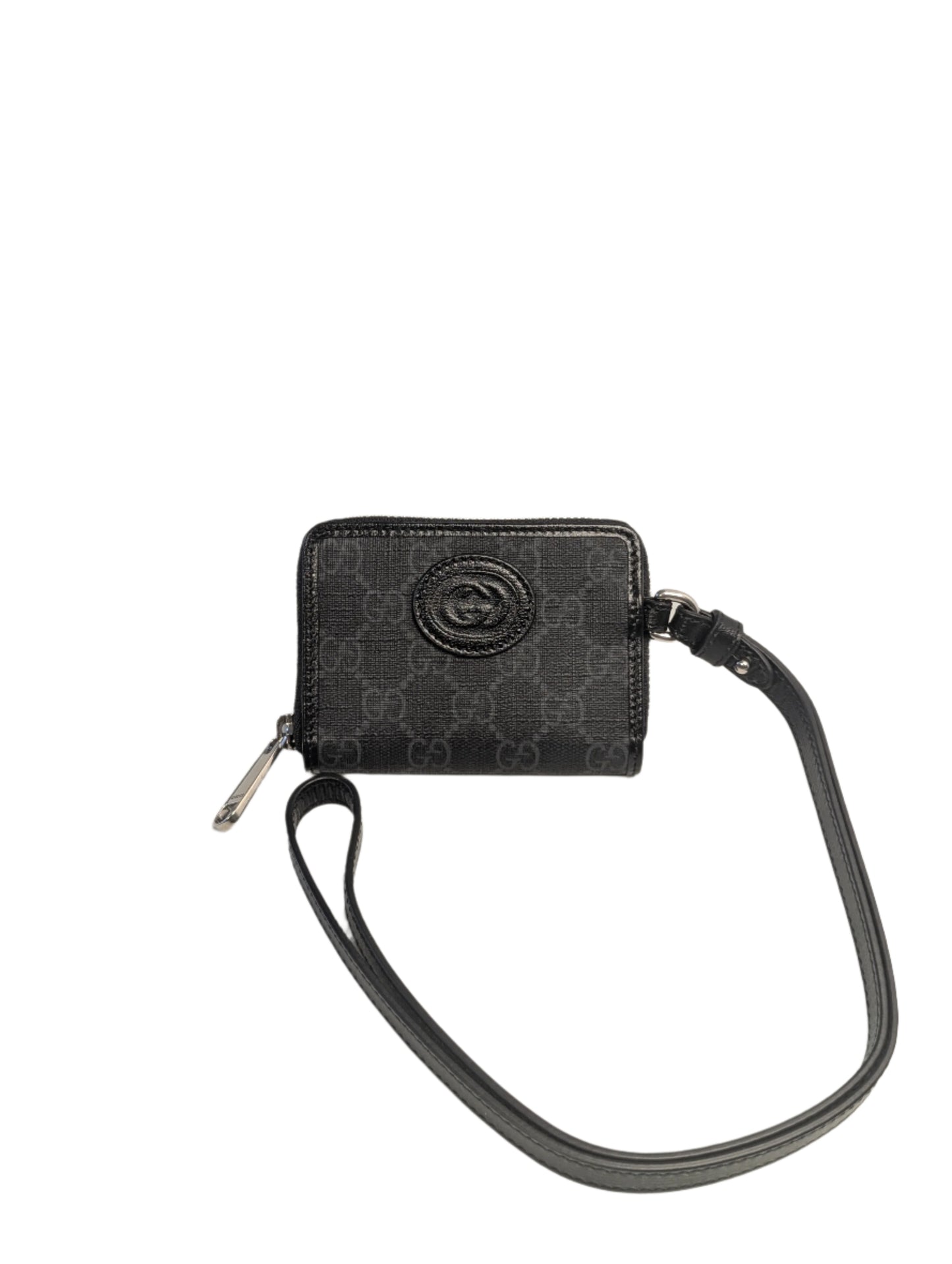 Gucci lanyard/compact Wallet Interlocking GG Black on Black