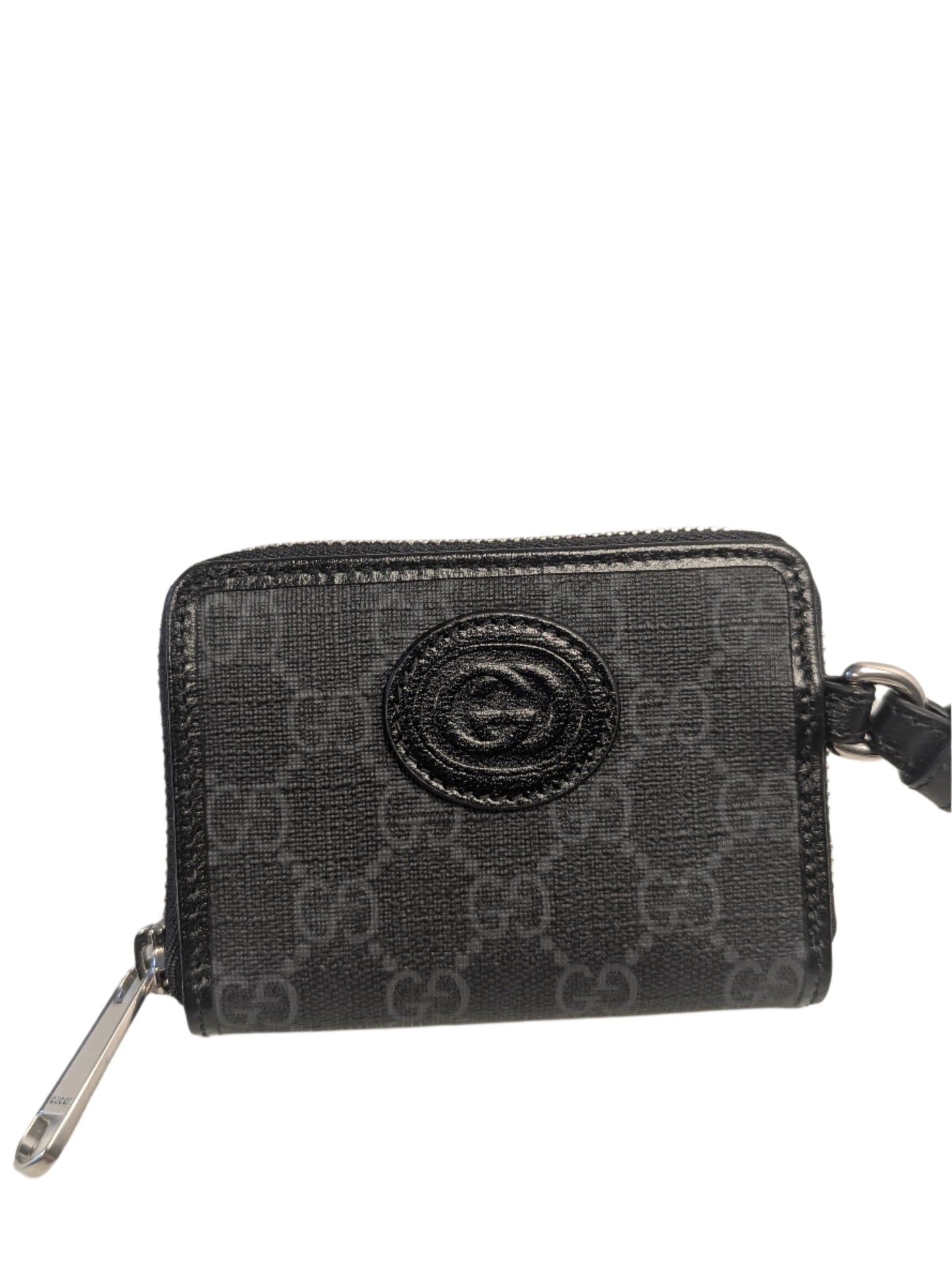 Gucci lanyard/compact Wallet Interlocking GG Black on Black