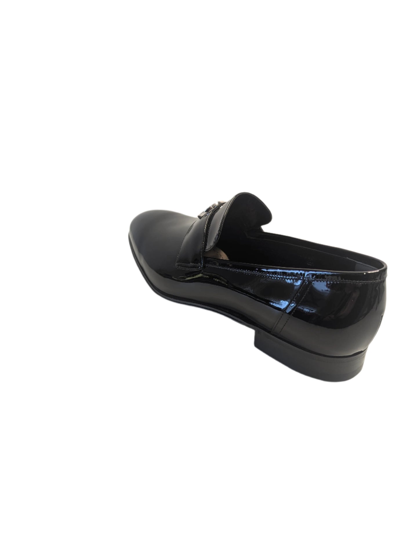 Gucci Black Patent Leather Loafers with Interlocking Silver GG