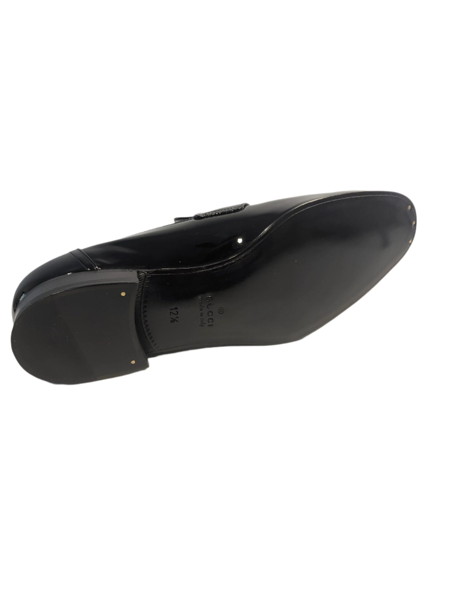 Gucci Black Patent Leather Loafers with Interlocking Silver GG