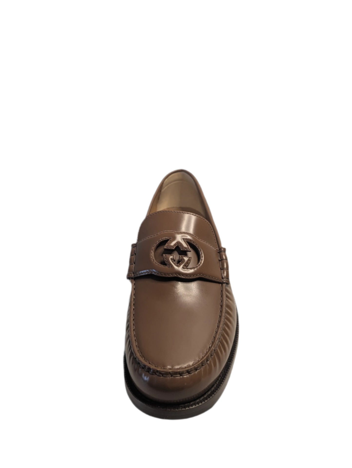 Gucci Brown Leather Moccasin with Interlocking GG