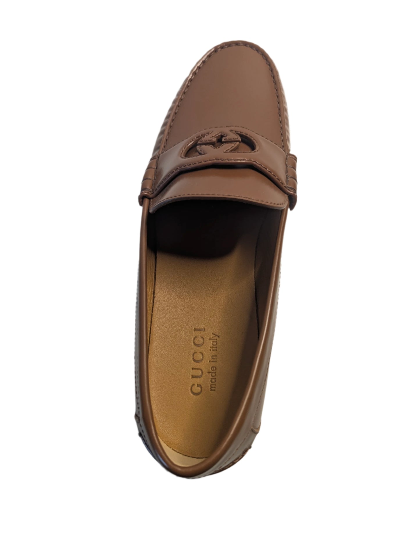 Gucci Brown Leather Moccasin with Interlocking GG