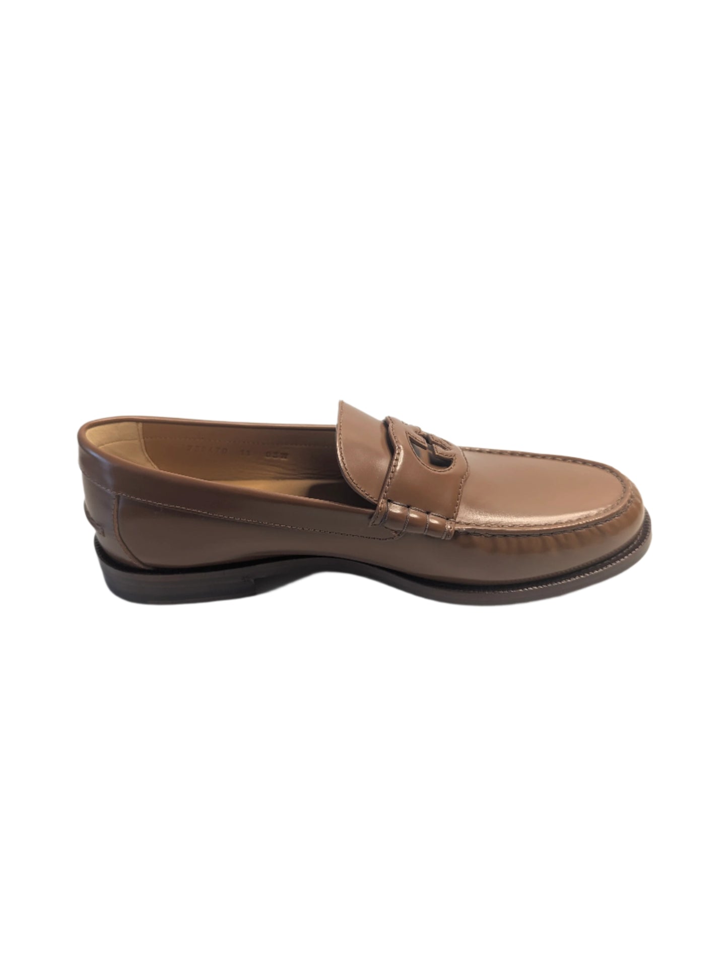 Gucci Brown Leather Moccasin with Interlocking GG