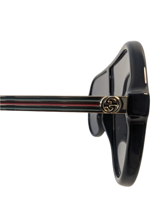 Gucci Sunglasses Black Aviator's with Web Stripe