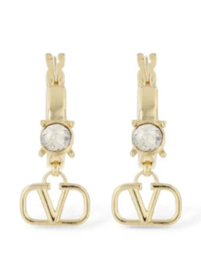 Valentino V Logo Earrings Crystal Hoop
