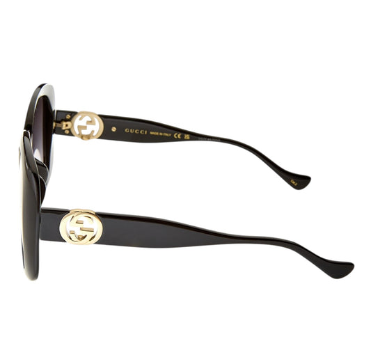 Gucci 57mm Sunglasses – Black Oversized Square Frame with Gold GG Logo
