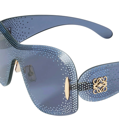 Loewe Anagram 145MM Mask Shield Sunglasses Grey Gradient Rimless Blue Oversized Visor
