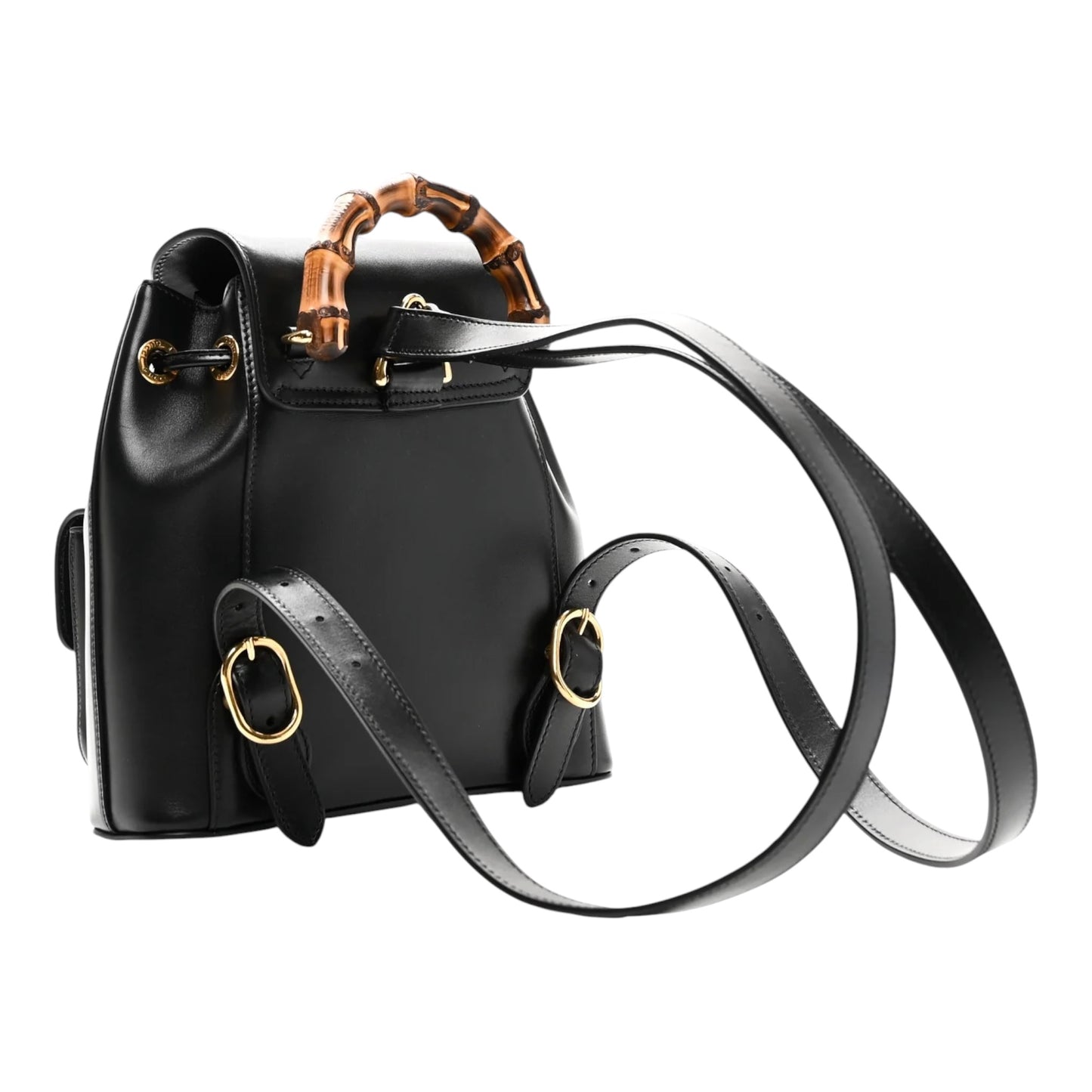 Gucci Small Bamboo Handle Leather Backpack – Black