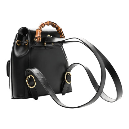 Gucci Small Bamboo Handle Leather Backpack – Black