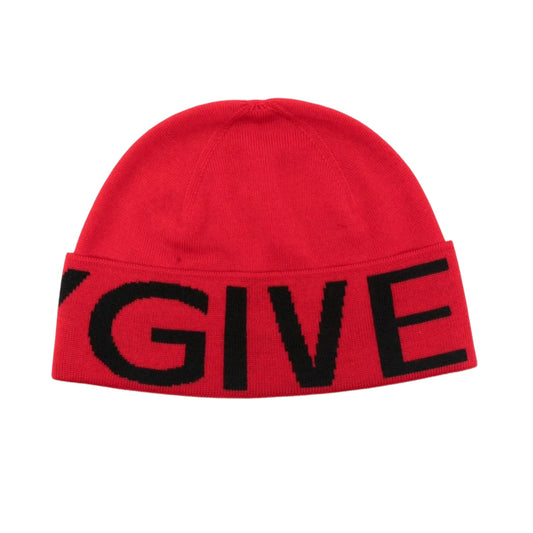 Givenchy Logo Wool Beanie Red