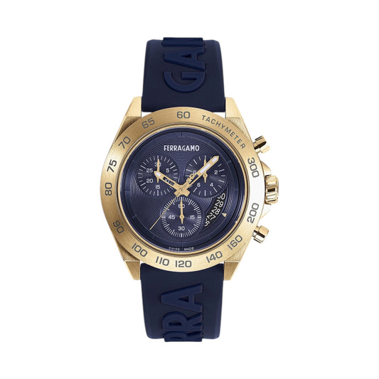 Salvatore Ferragamo Urban Chrono IP Yellow Gold Case & Silicone Strap Watch