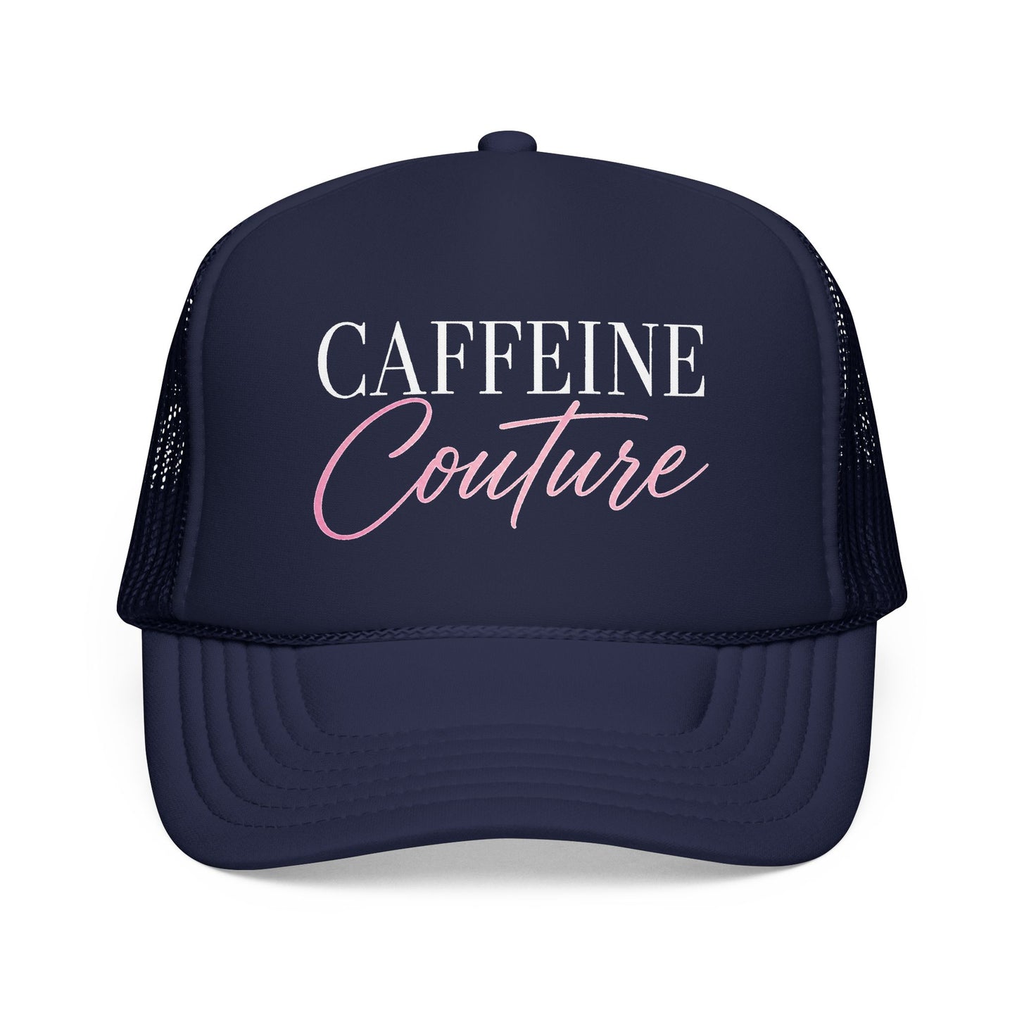 Caffeine Couture Trucker Hat — Women’s Coffee Lover Mesh Cap