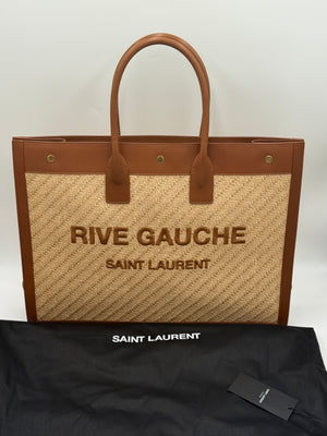 Saint Laurent Rive Gauche Tote – Woven Raffia & Leather
