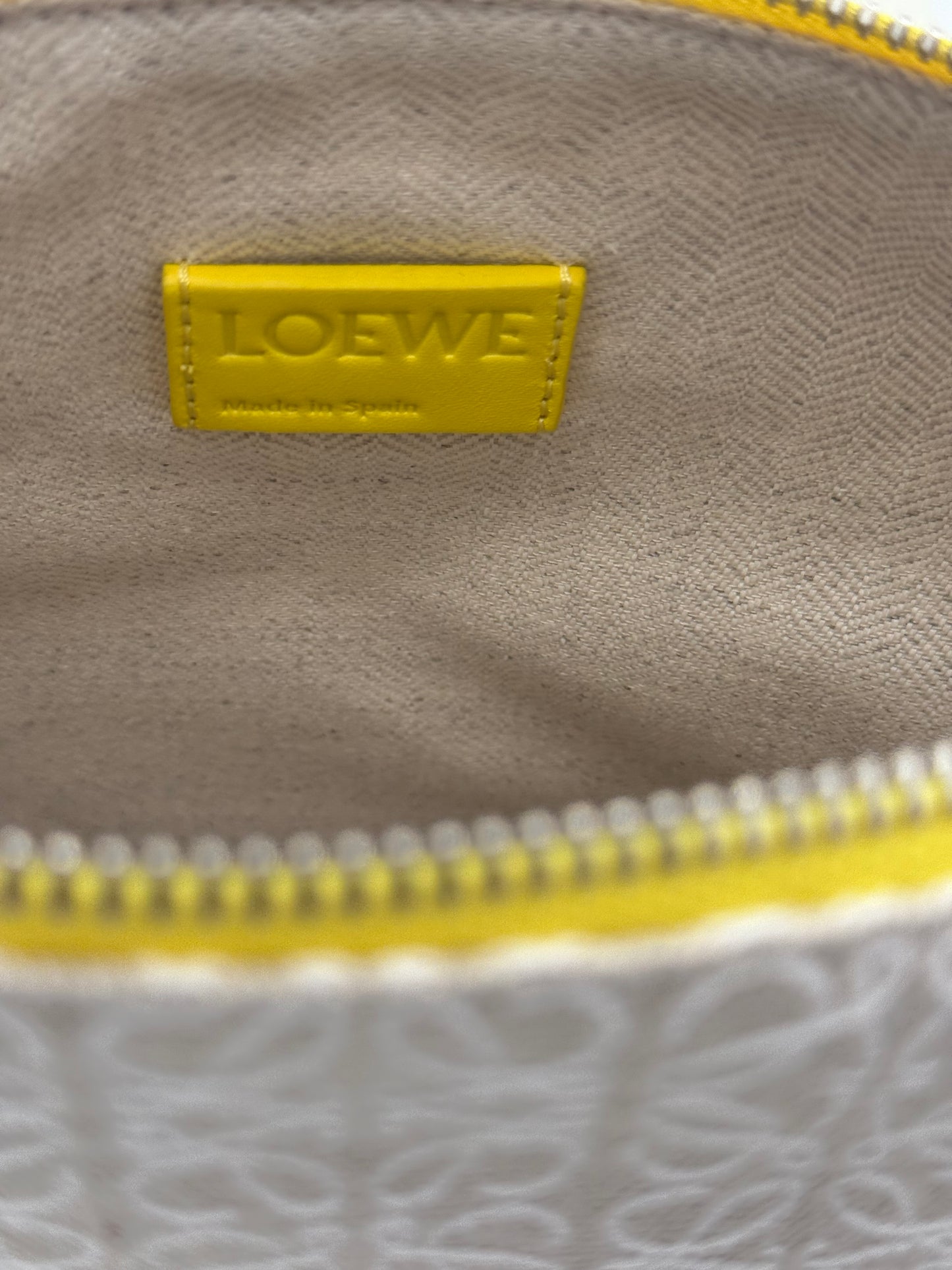 Loewe Anagram Canvas & Leather Zip Pouch – Yellow & Beige