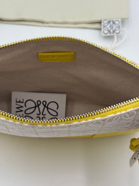 Loewe Anagram Canvas & Leather Zip Pouch – Yellow & Beige
