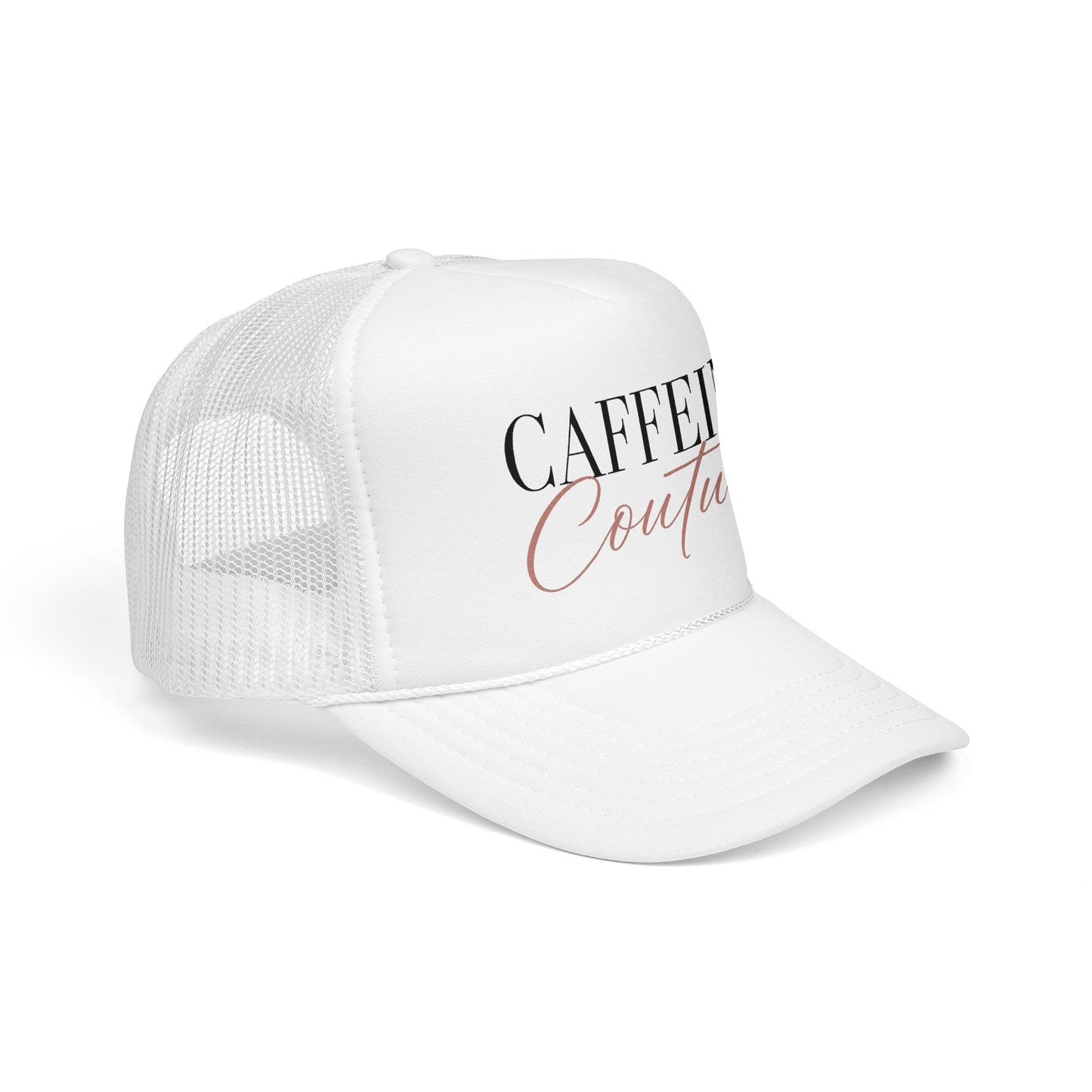 Caffeine Couture Trucker Hat — Pink Foam Coffee Lover Cap