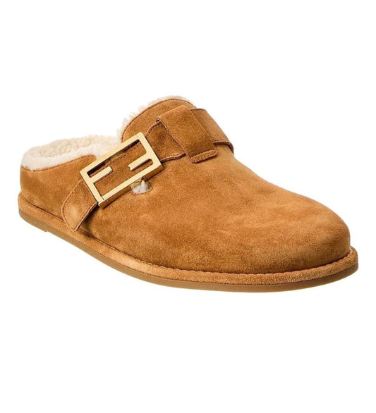 FENDI suede shearling mule