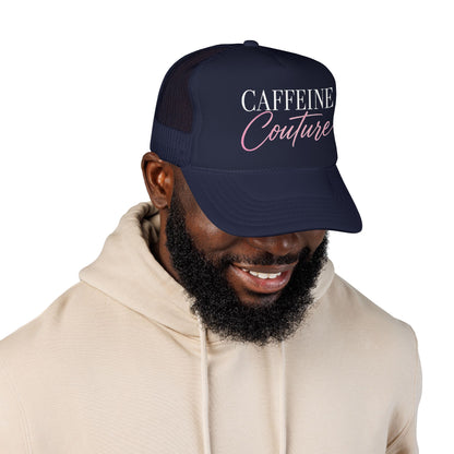 Caffeine Couture Trucker Hat — Women’s Coffee Lover Mesh Cap
