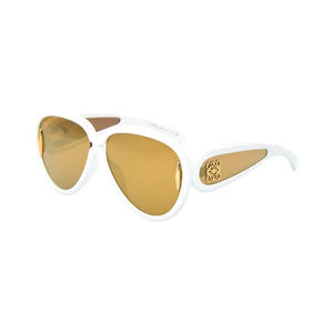 Loewe White Aviator Sunglasses with Gold Mirror Lenses