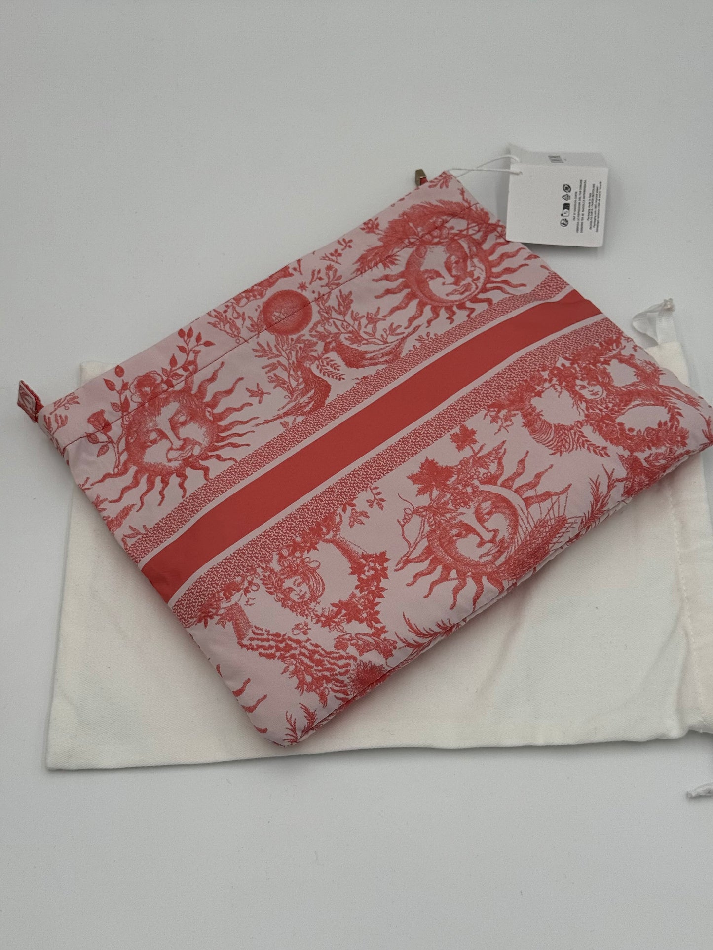 Christian Dior Toile de Jouy Soleil Travel Zip Pouch – Coral