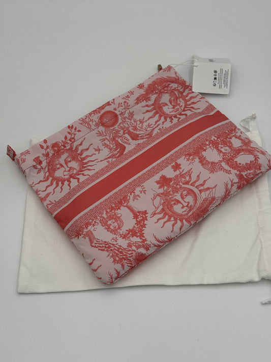 Christian Dior Toile de Jouy Soleil Travel Zip Pouch – Coral