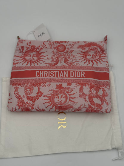 Christian Dior Toile de Jouy Soleil Travel Zip Pouch – Coral