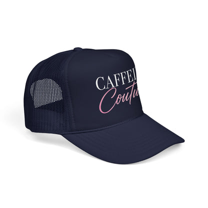 Caffeine Couture Trucker Hat — Women’s Coffee Lover Mesh Cap