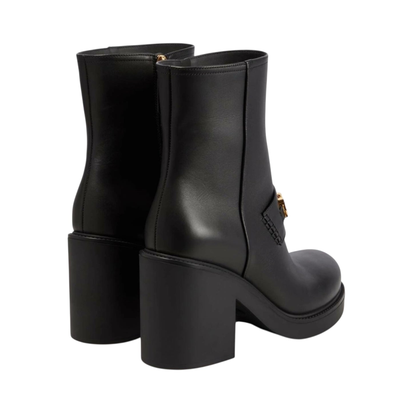 Gucci Cara Logo Ankle Heeled Boots Black Leather