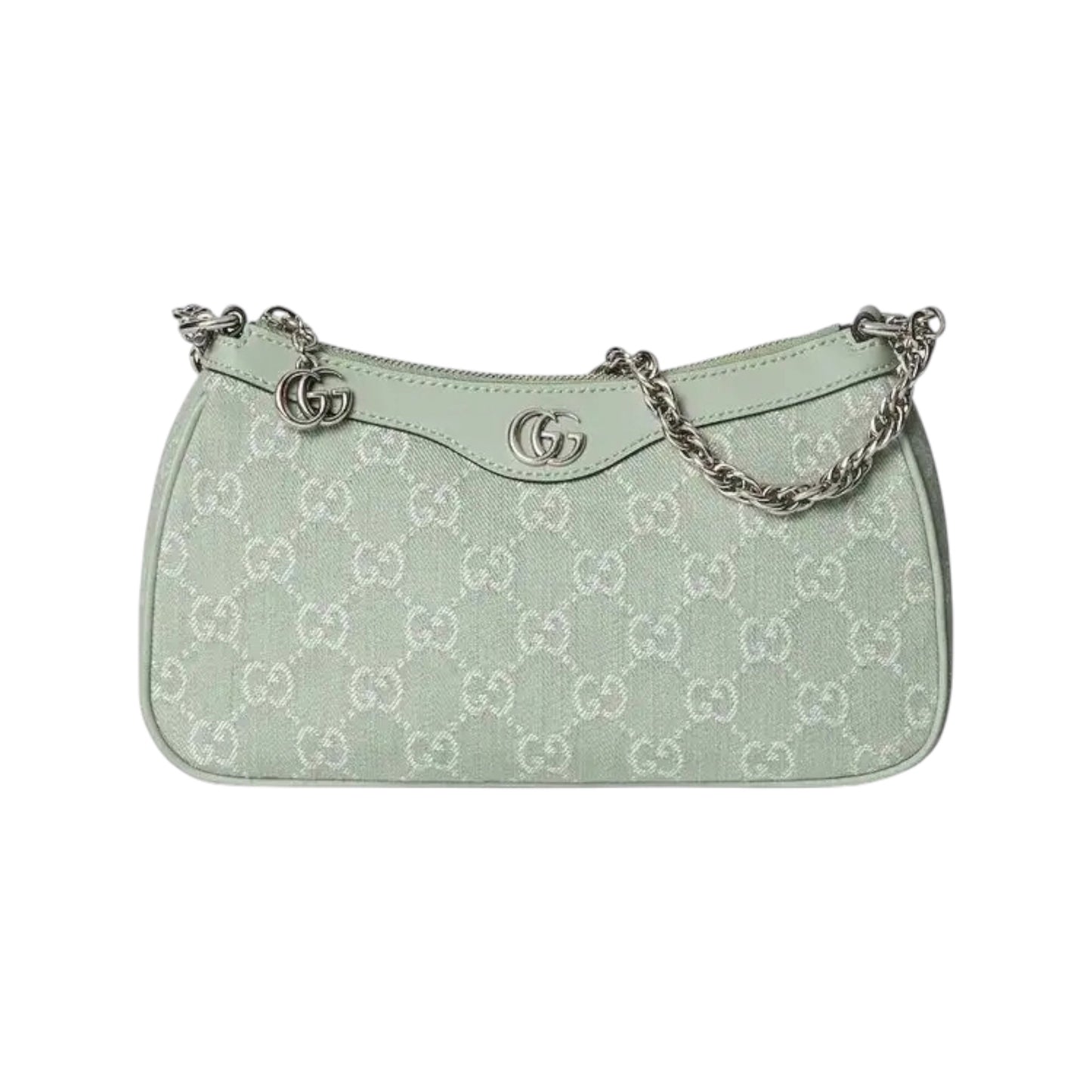 Gucci Ophidia GG Shoulder Bag in Light Green with Chain & Leather Strap