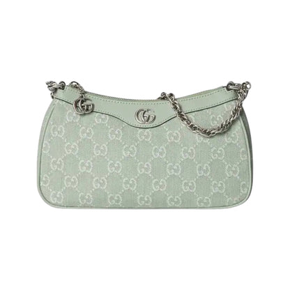 Gucci Ophidia GG Shoulder Bag in Light Green with Chain & Leather Strap