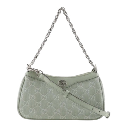 Gucci Ophidia GG Shoulder Bag in Light Green with Chain & Leather Strap