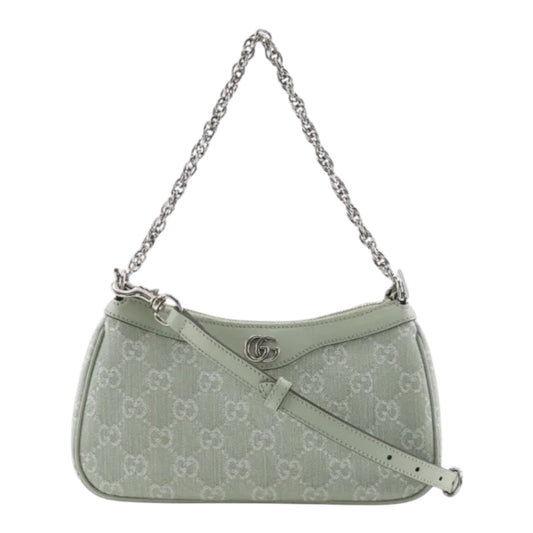 Gucci Ophidia GG Shoulder Bag in Light Green with Chain & Leather Strap