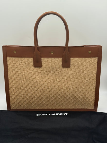 Saint Laurent Rive Gauche Tote – Woven Raffia & Leather