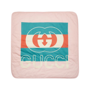 Gucci Kids Pink Logo Cotton Blanket | Luxury Baby & Kids Designer Throw
