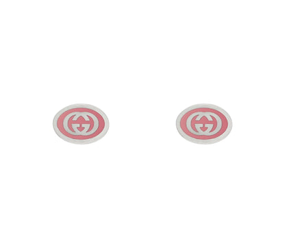 Gucci interlocking sterling silver pink enamel Studs