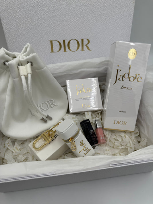Dior J’adore Luxe Gift Box – Mini Deluxe Lip Pink | 3.4 oz J’adore Perfume | Lotion | Keyring Mini lip holder