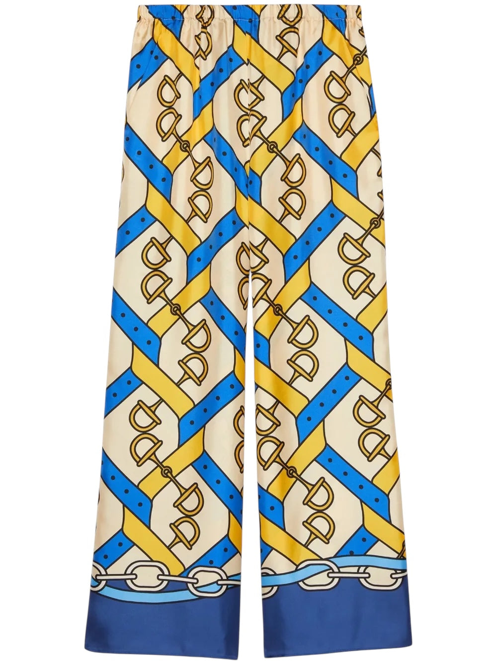 GUCCI Horsebit Printed Wide-leg Silk Pants